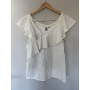 Dolan Louisa Ivory Off Shoulder Ruffle Top Size Large